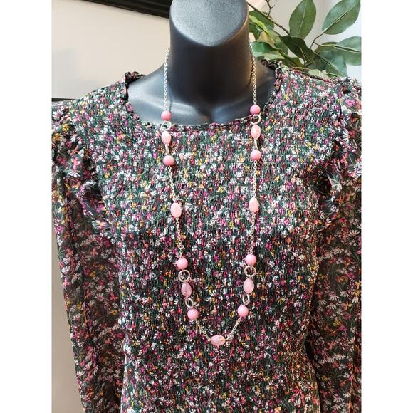 Draper James Long Maxi Dress Women's 3X Multicolor Floral Smocked Long Sleeve - Picture 3 of 15